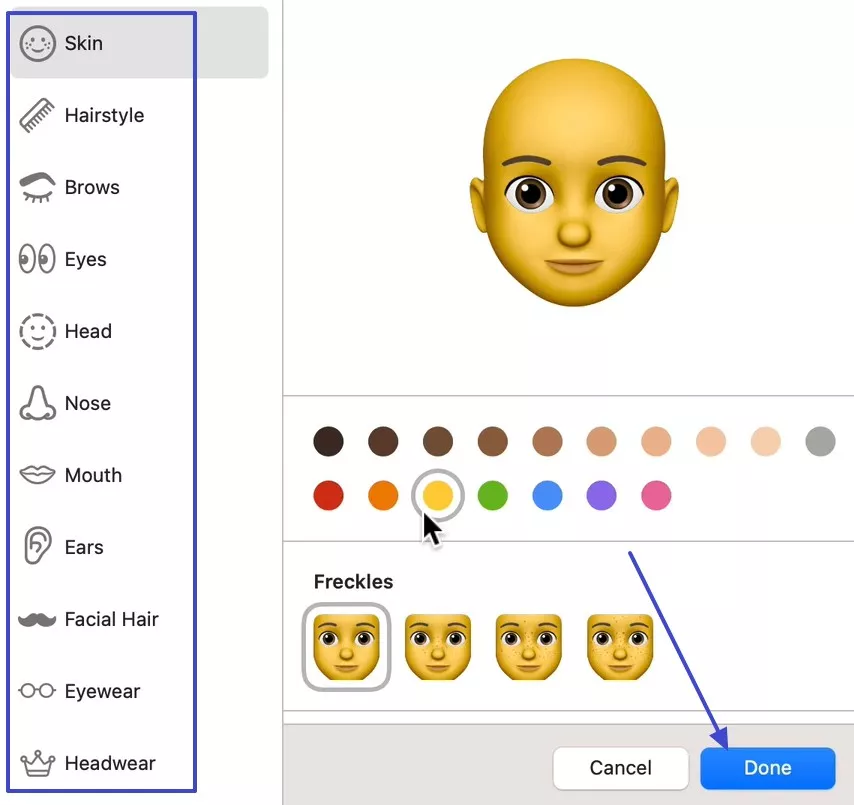 customize the memoji and done