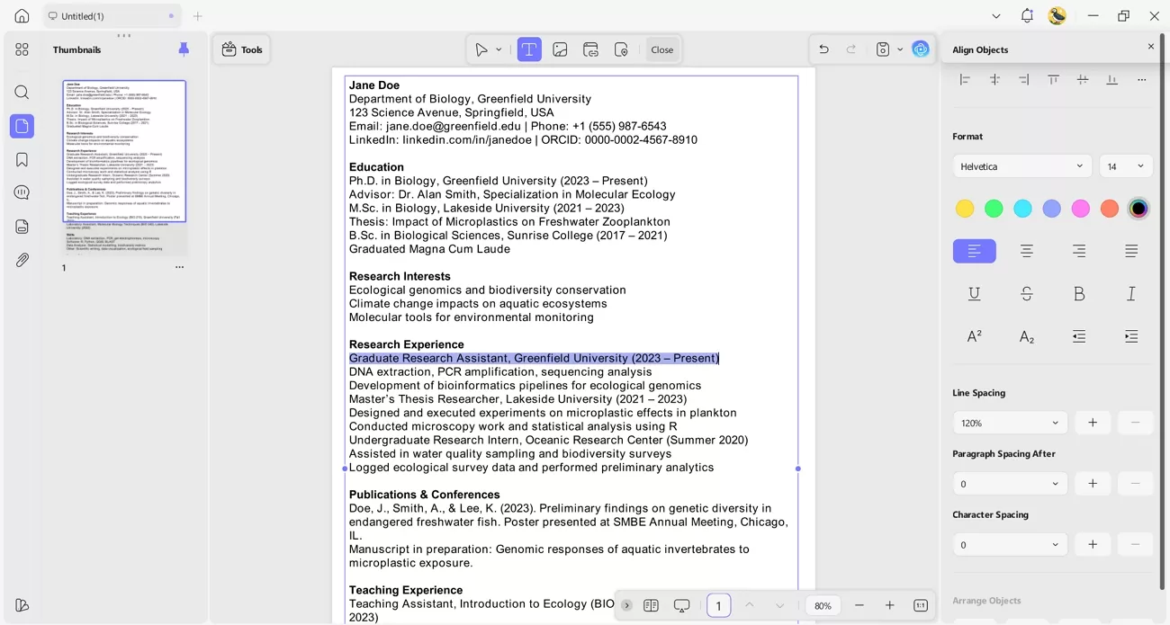 pdf editing tools adjust text