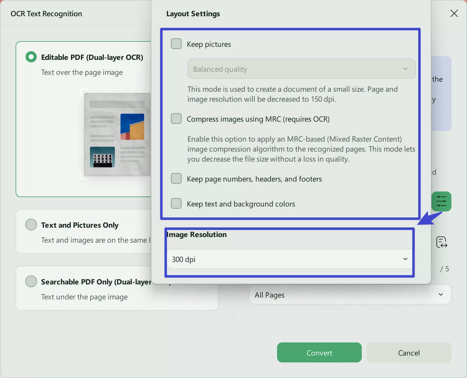Layout Settings and Image Resolution