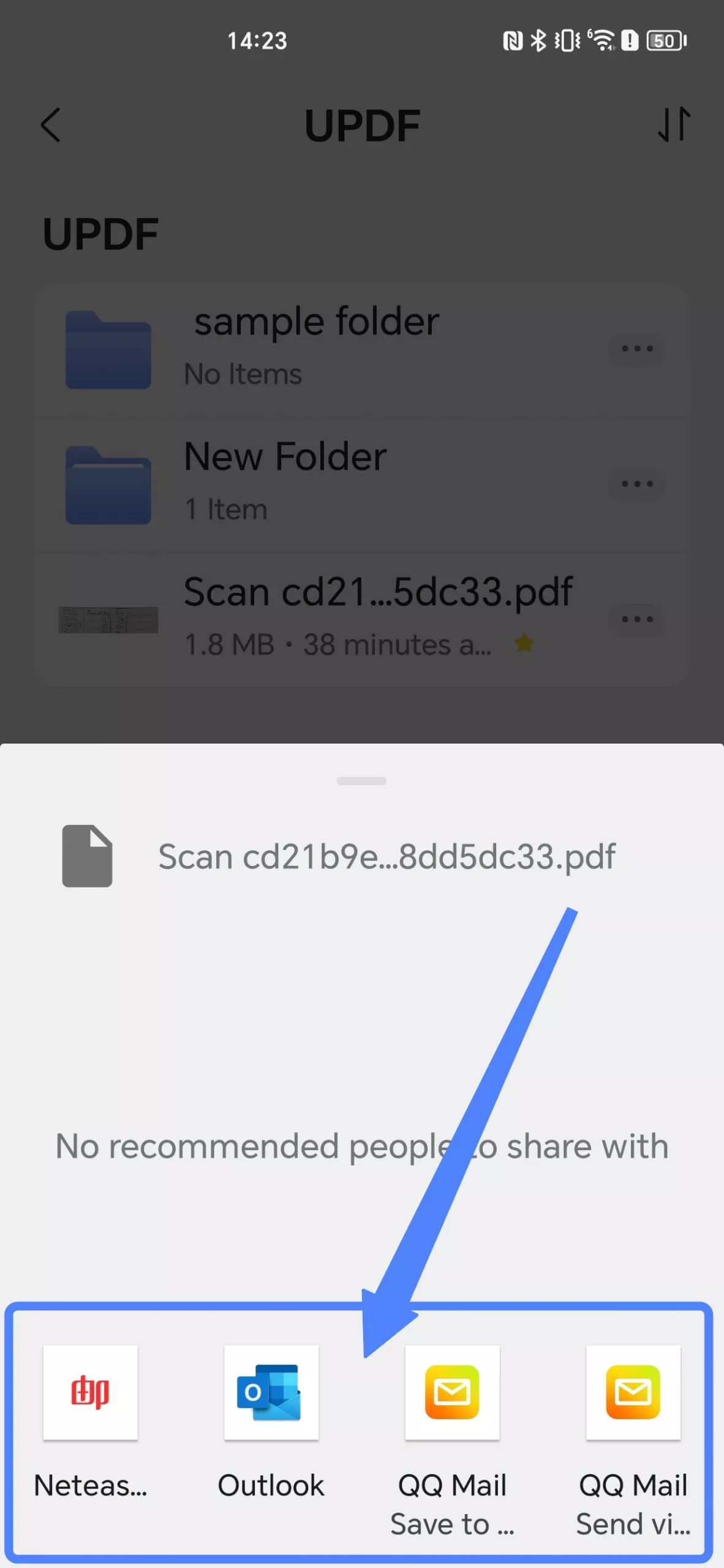 email the pdf file in updf