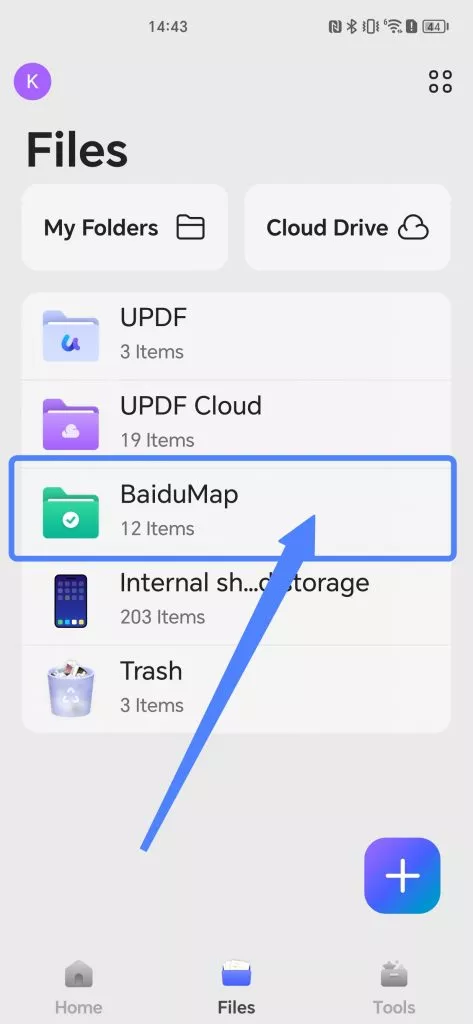 import folders from your android into updf