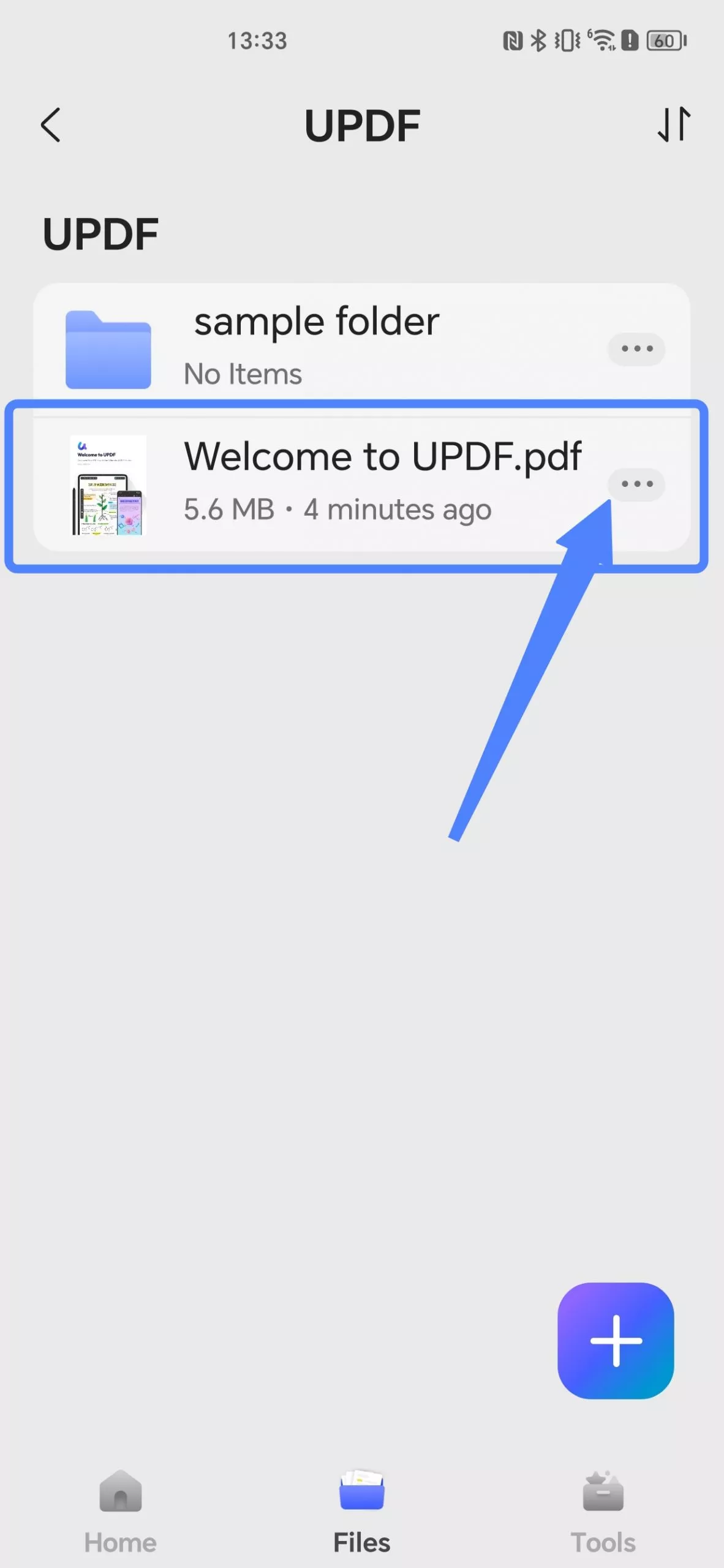 long press or click the three dots of the pdf