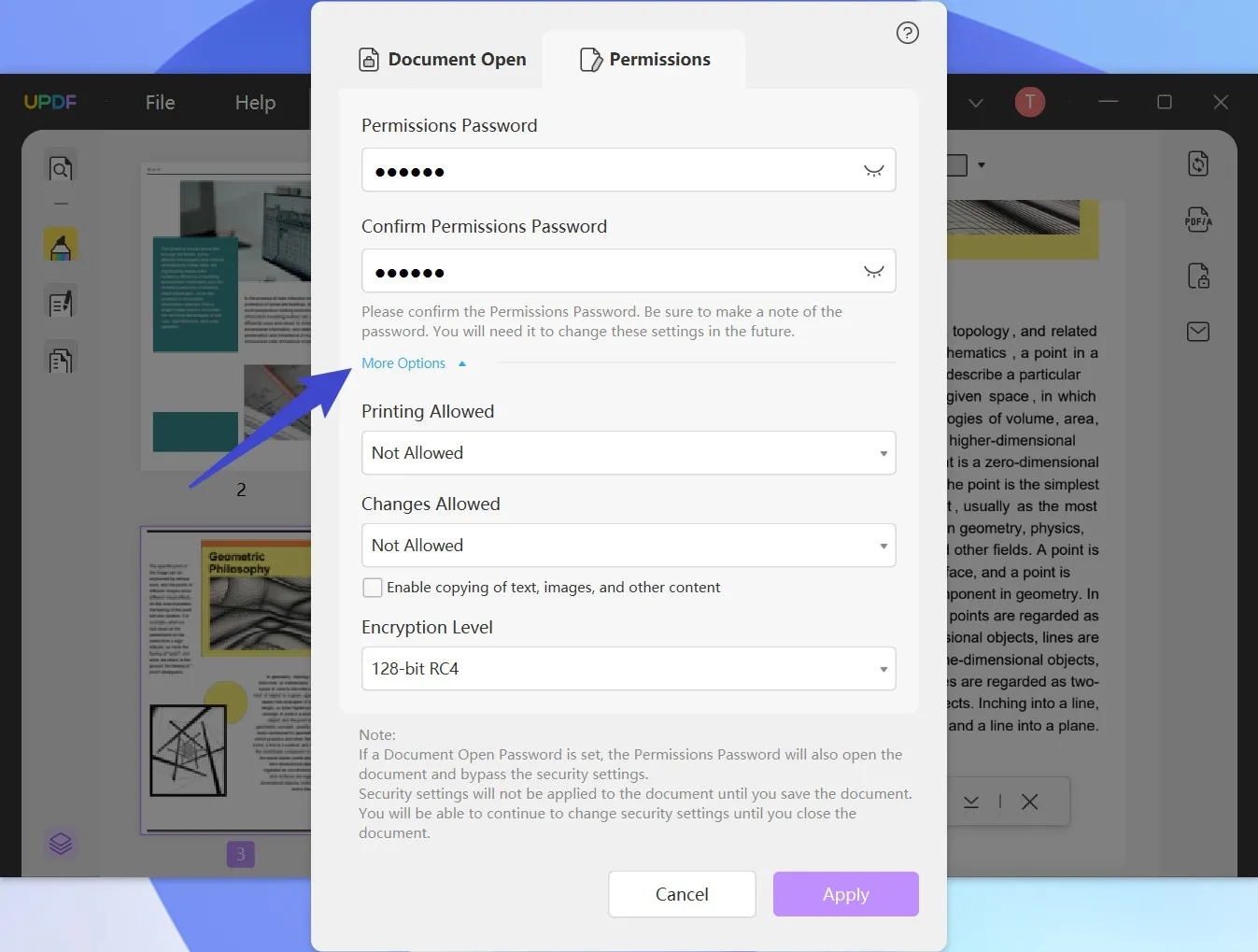 change PDF permissions