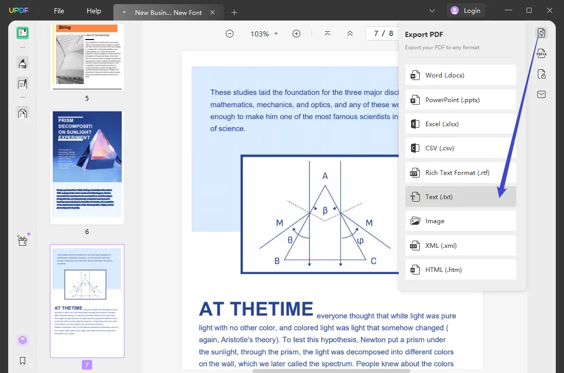 txt to pdf export