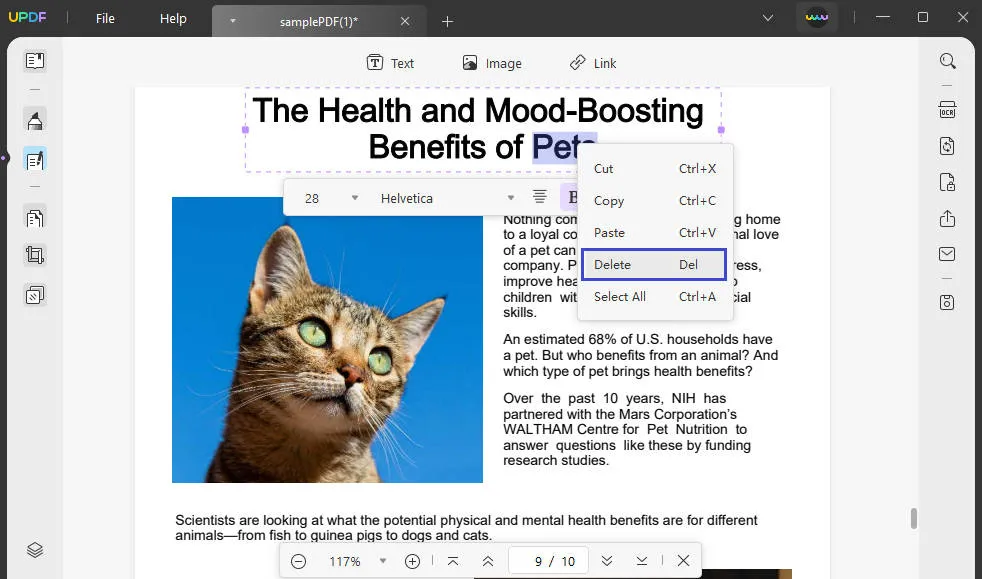 Erase text by right-clicking