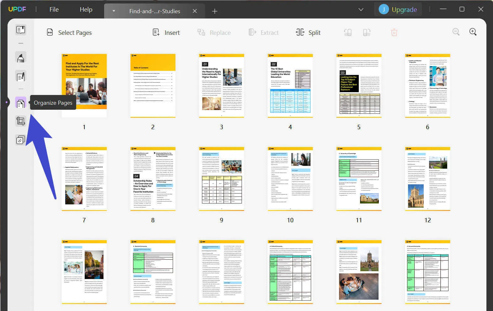 how to add page in adobe acrobat organize page