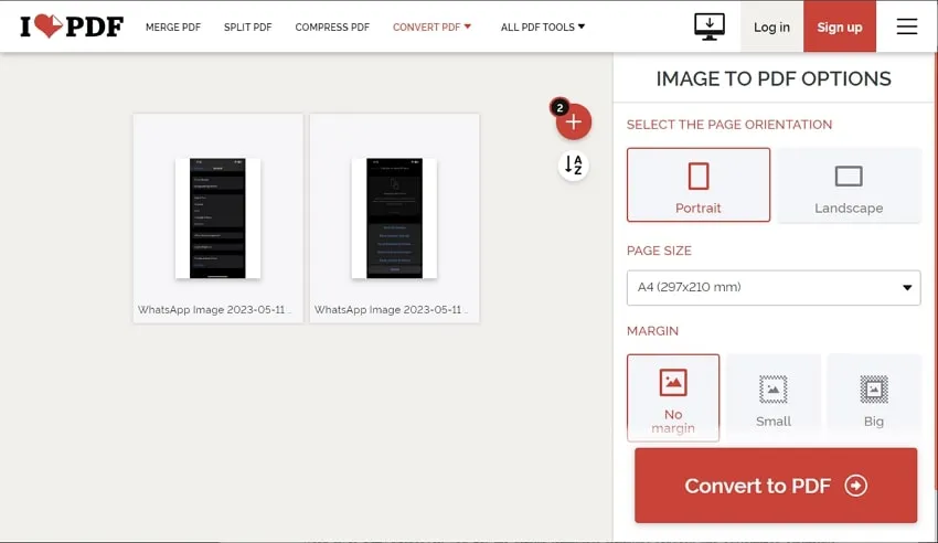 add multiple jpg files to convert jpg to word in ilovepdf