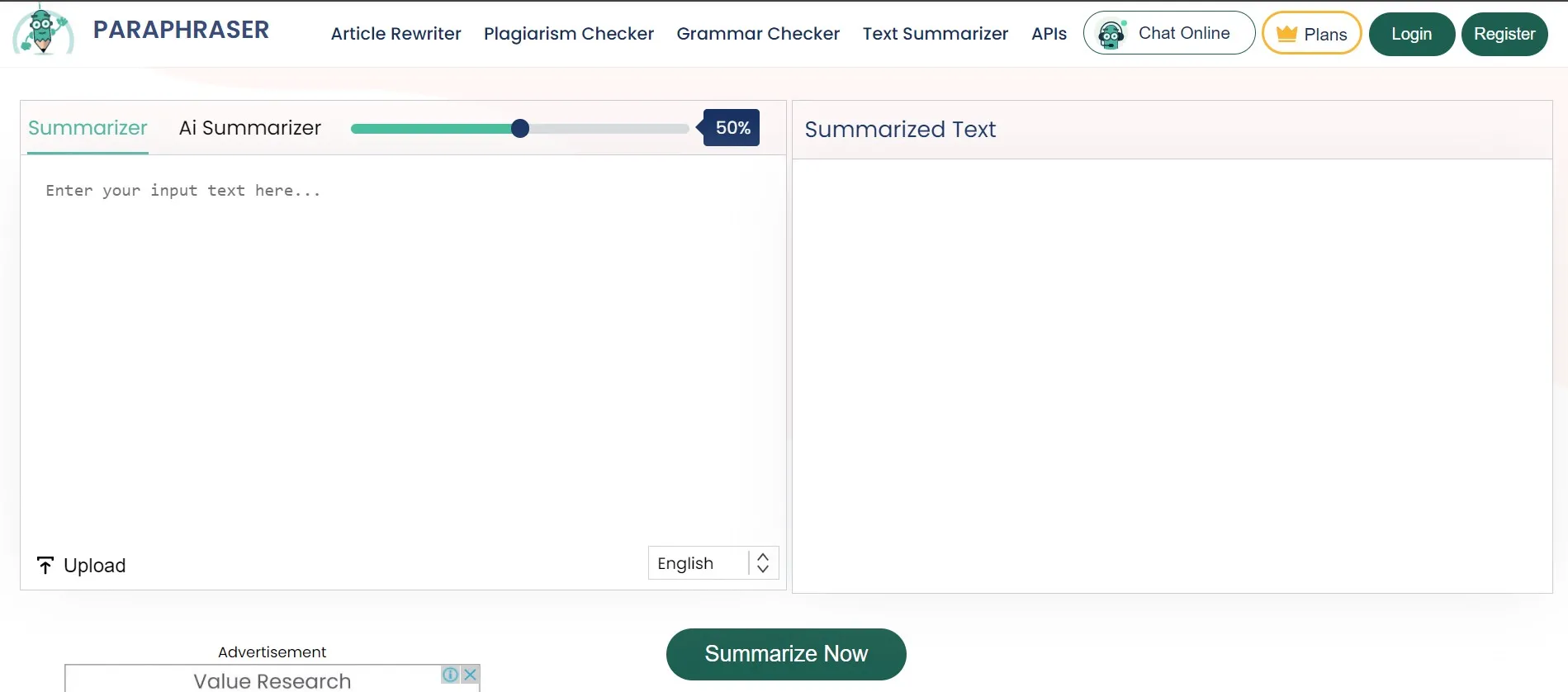 online summarizer Paraphraser.io