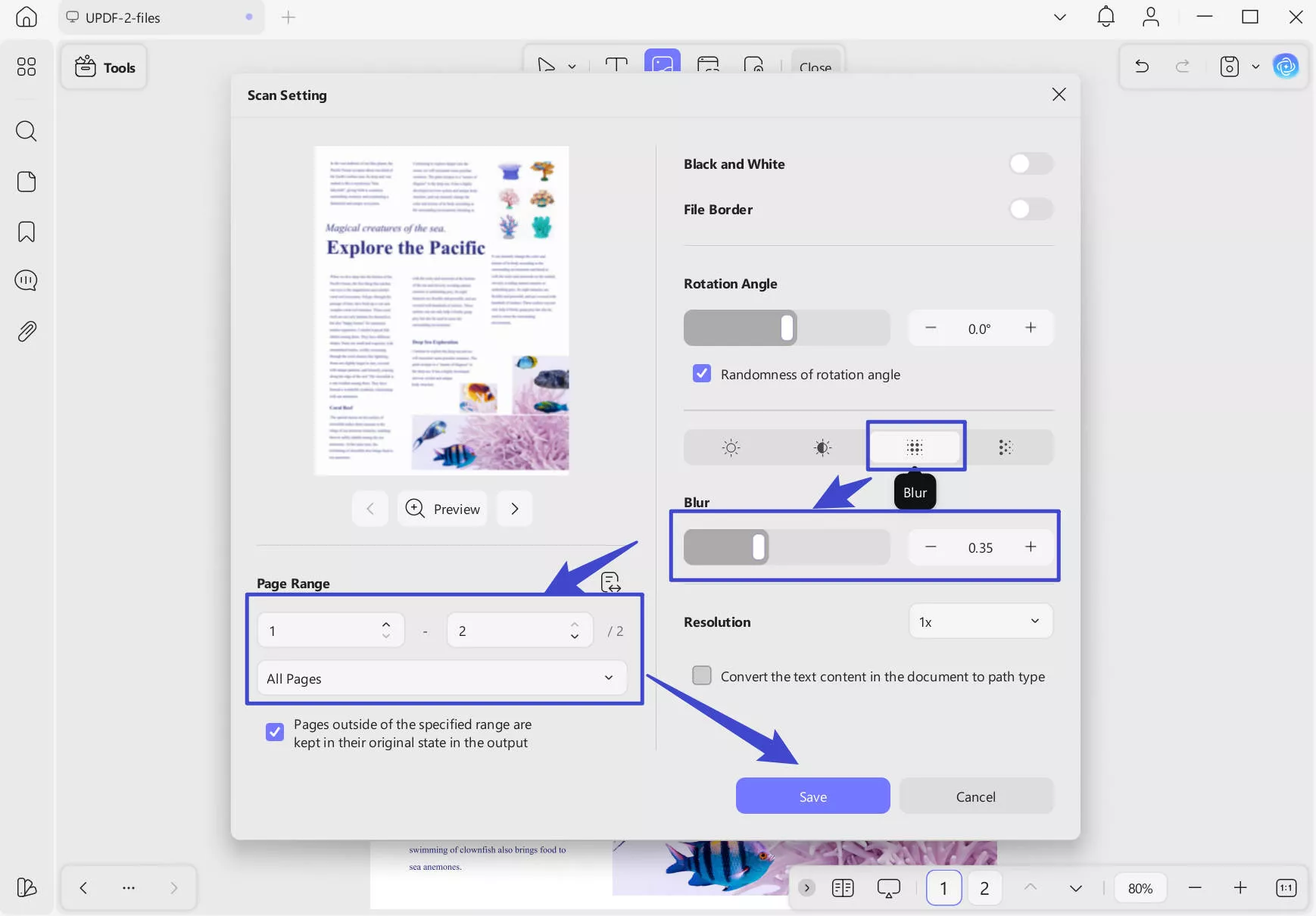 blur pdf with updf on windows