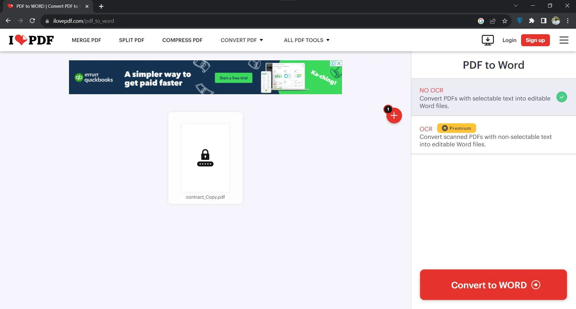convert protected pdf to word ilovepdf