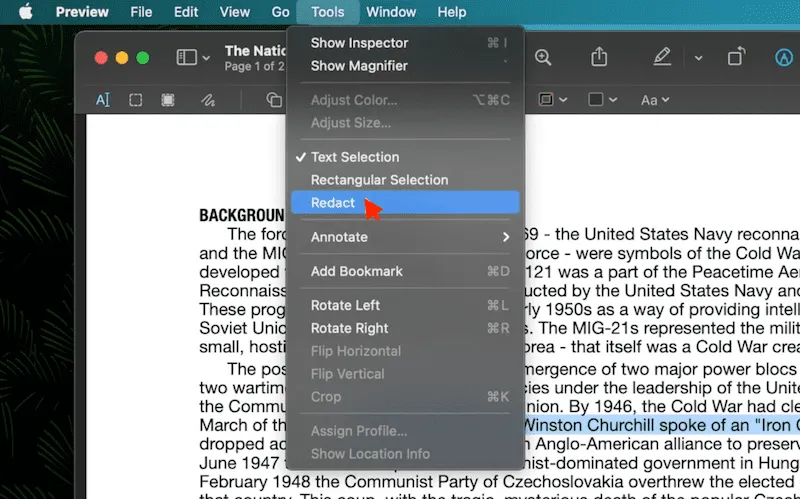 how to redact a pdf without adobe pro preview