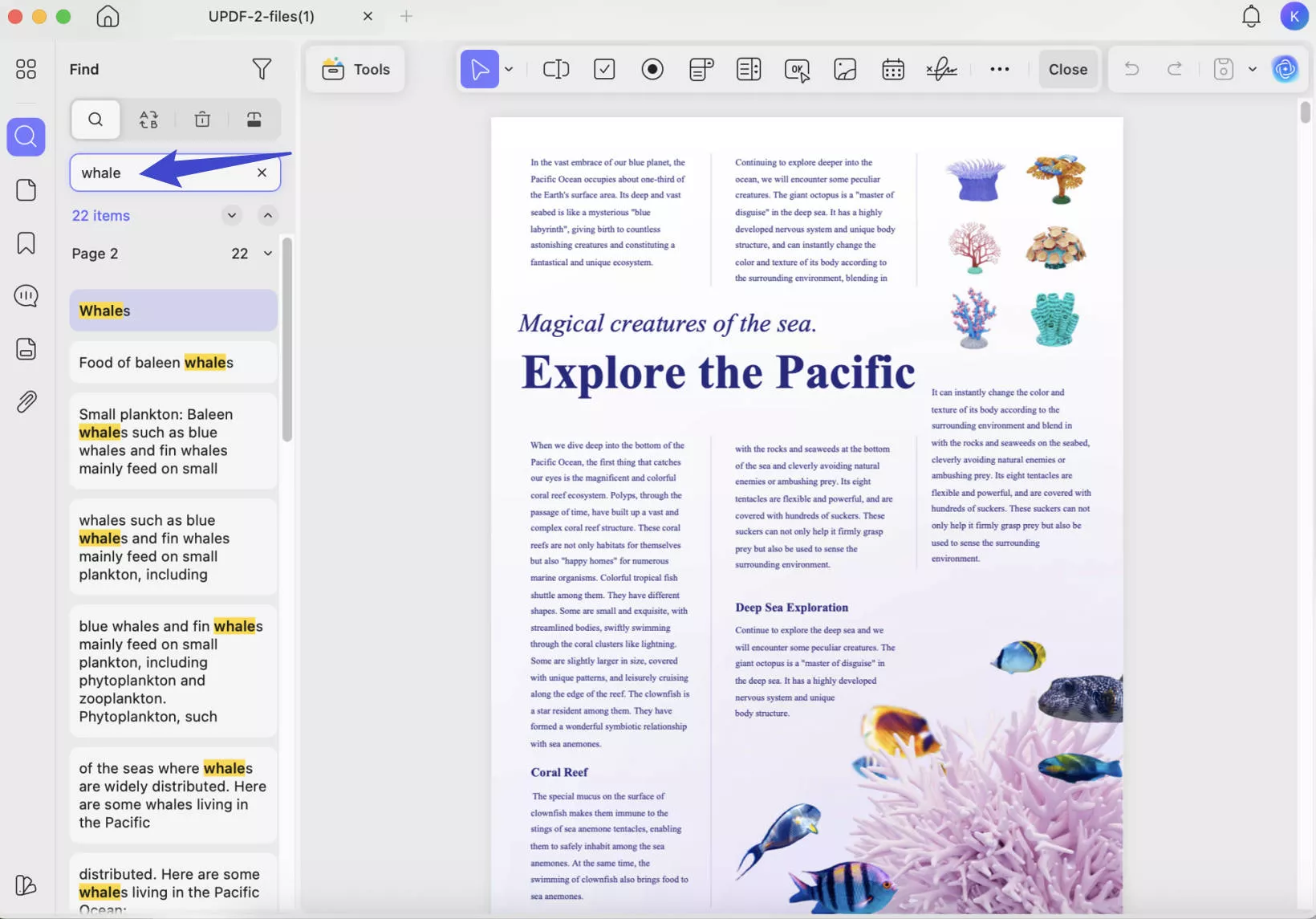 how to search in a pdf on mac in updf
