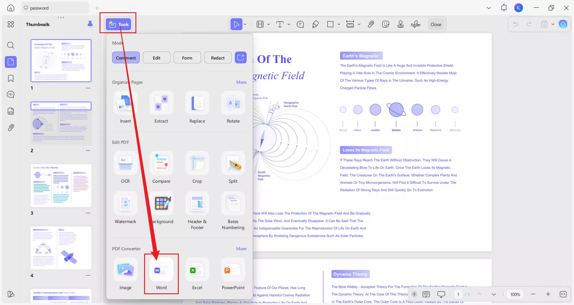 select word to convert