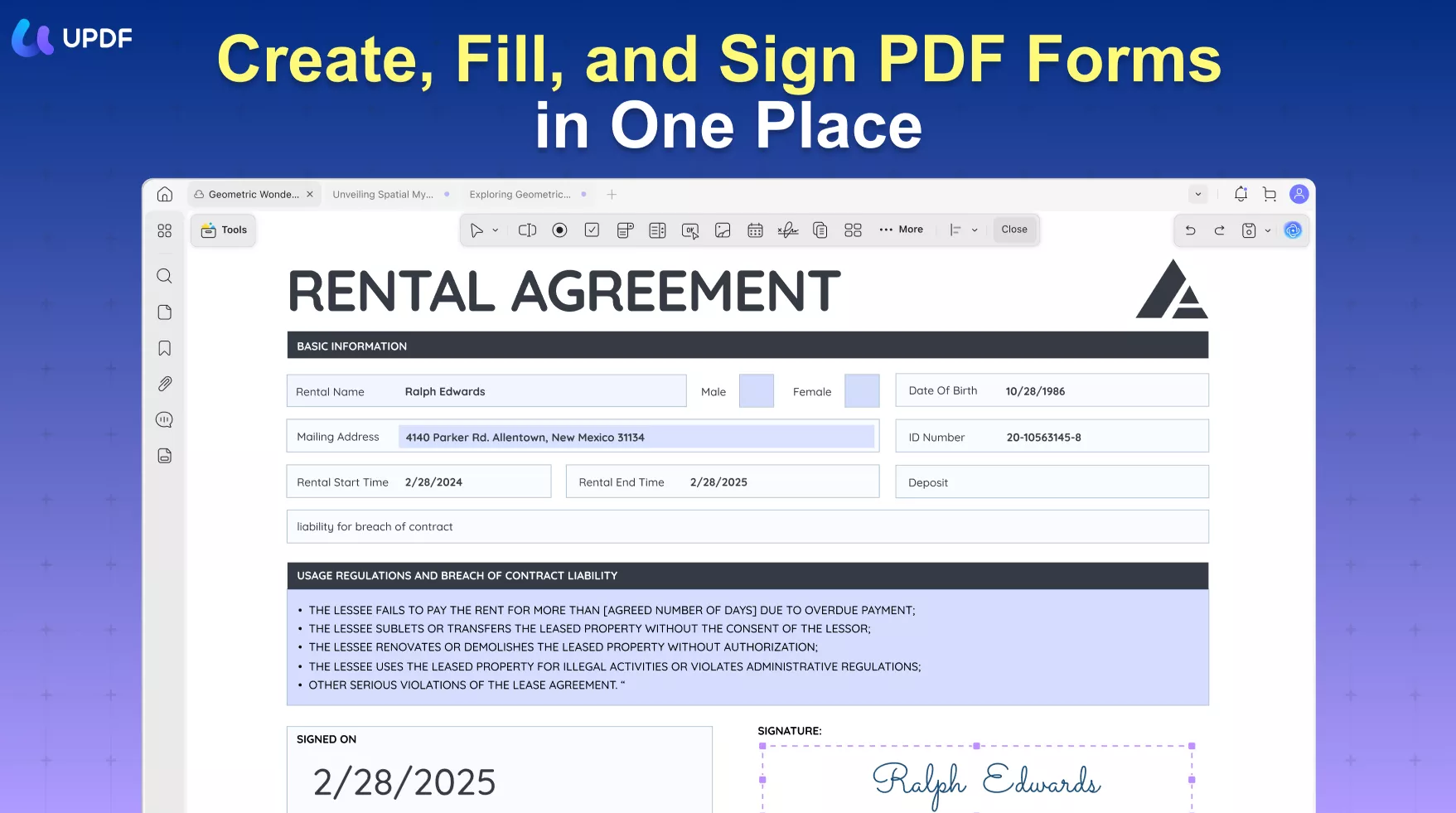 create digital signature with updf