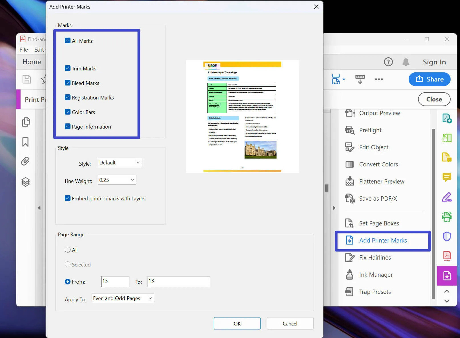 add crop marks in pdf adobe