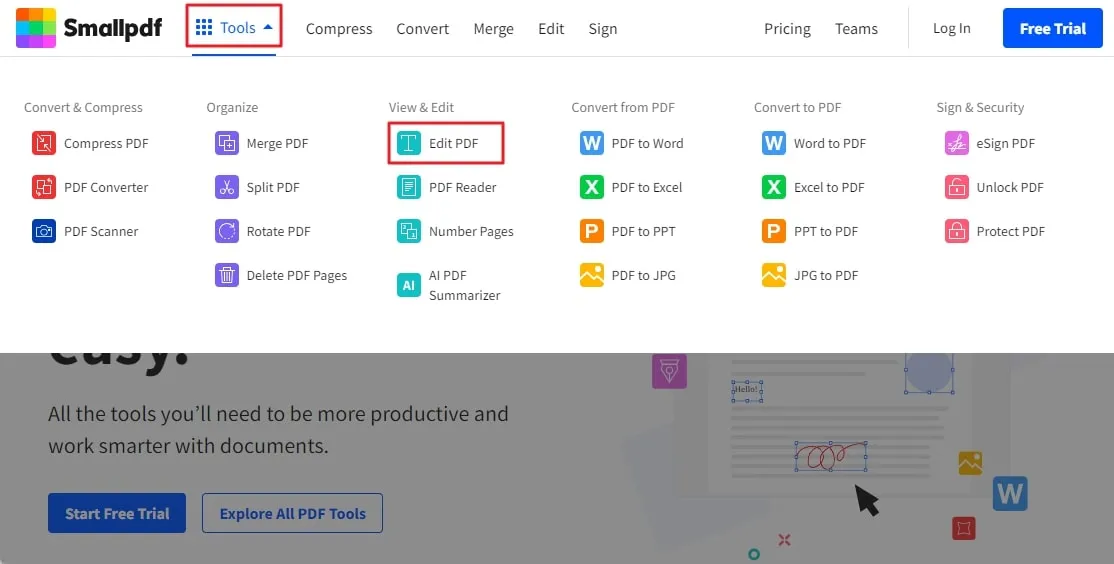 add image to pdf online choose edit pdf from the tools tab