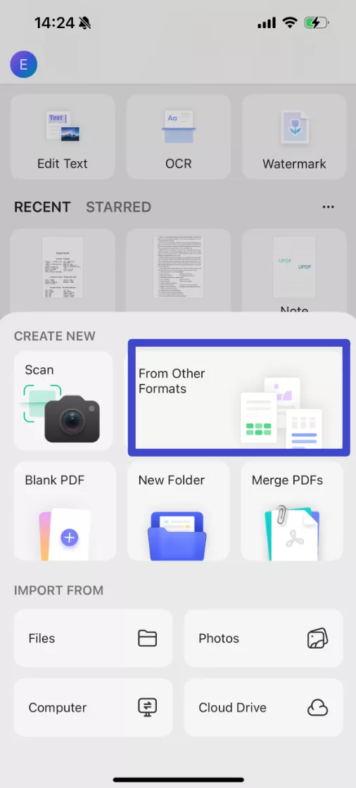 Choose "From Other Formats"