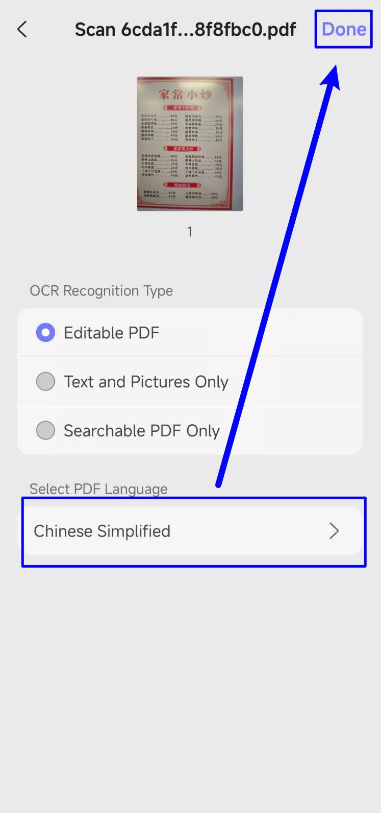 ocr chinese image pdf with updf android
