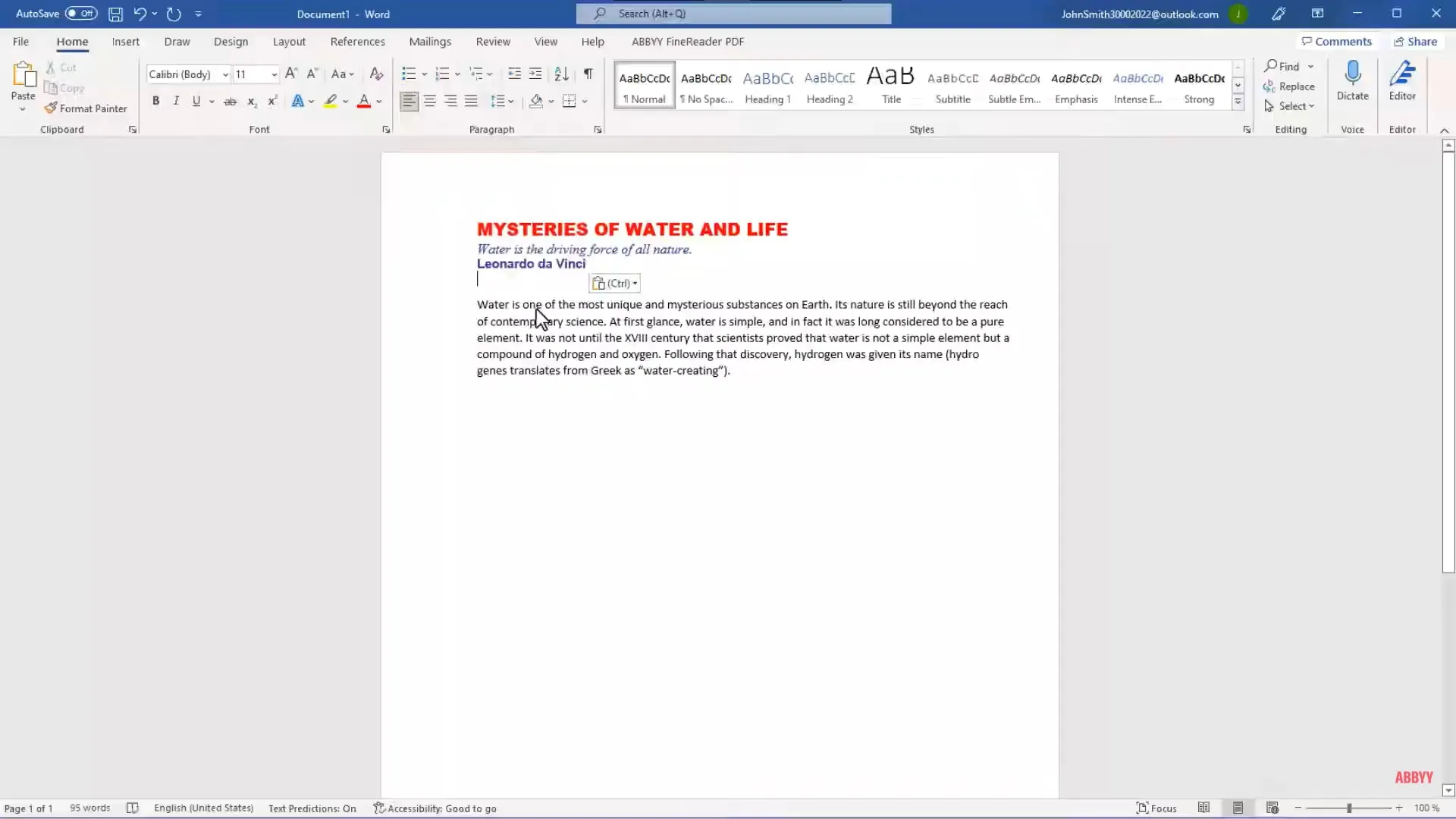 abbyy finereader paste copied content