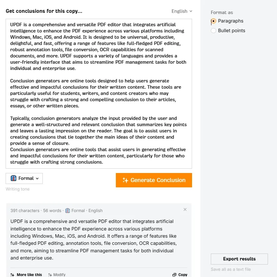 conclusion generator Ahrefs