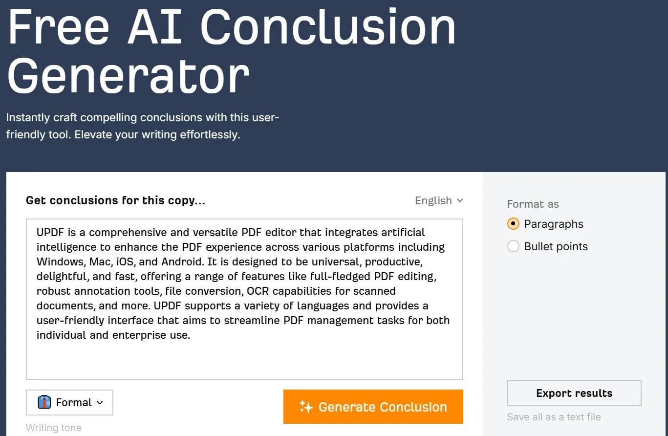 conclusion generator Ahrefs
