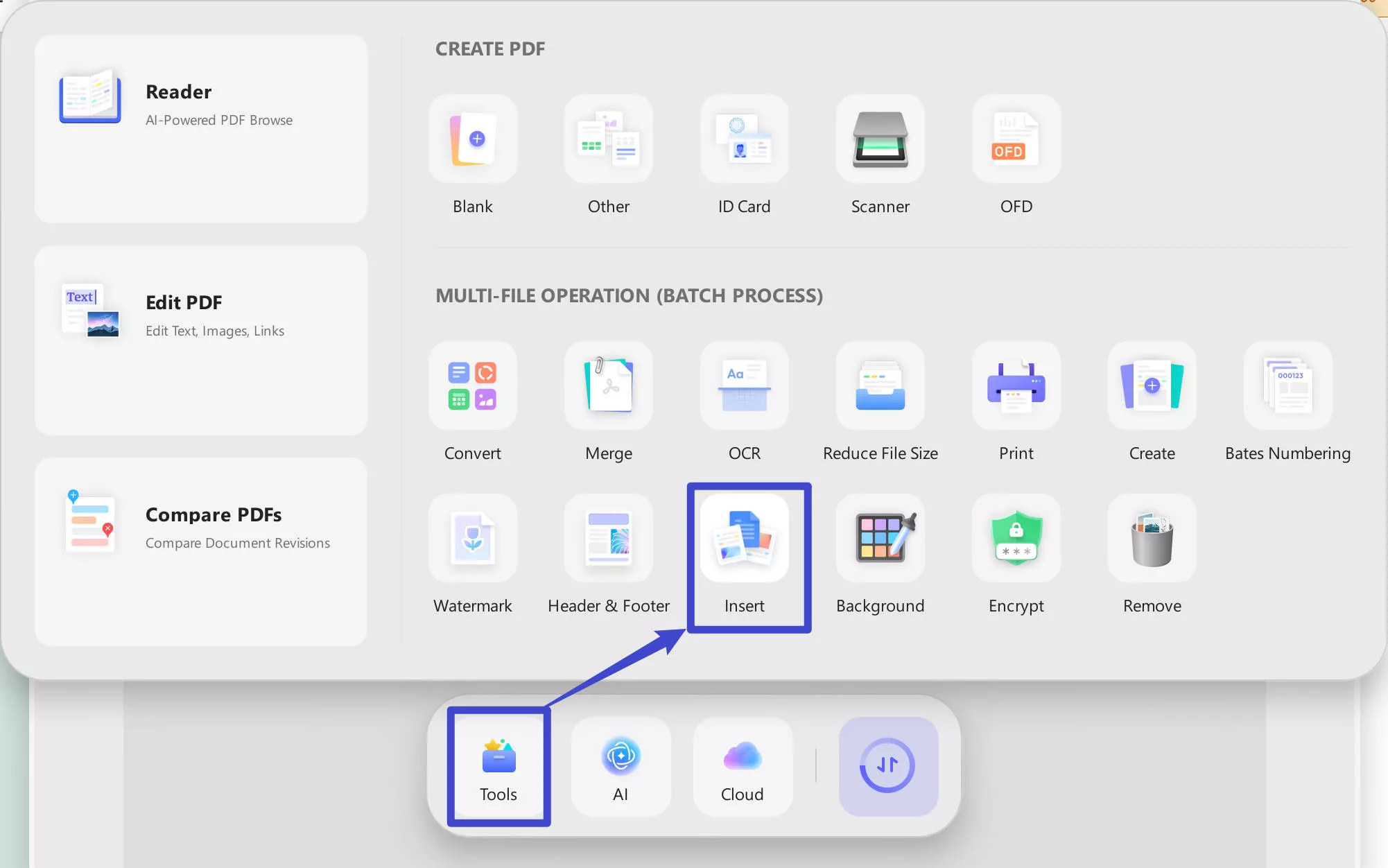 Merge PDF online insert file