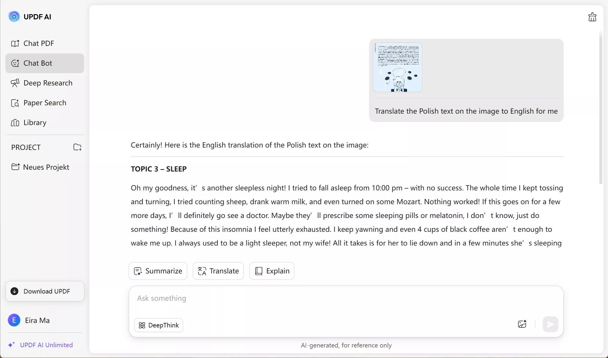 translate Polish image to English using UPDF AI online