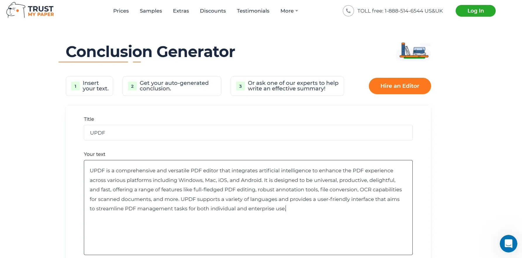conclusion generator Trustmypaper