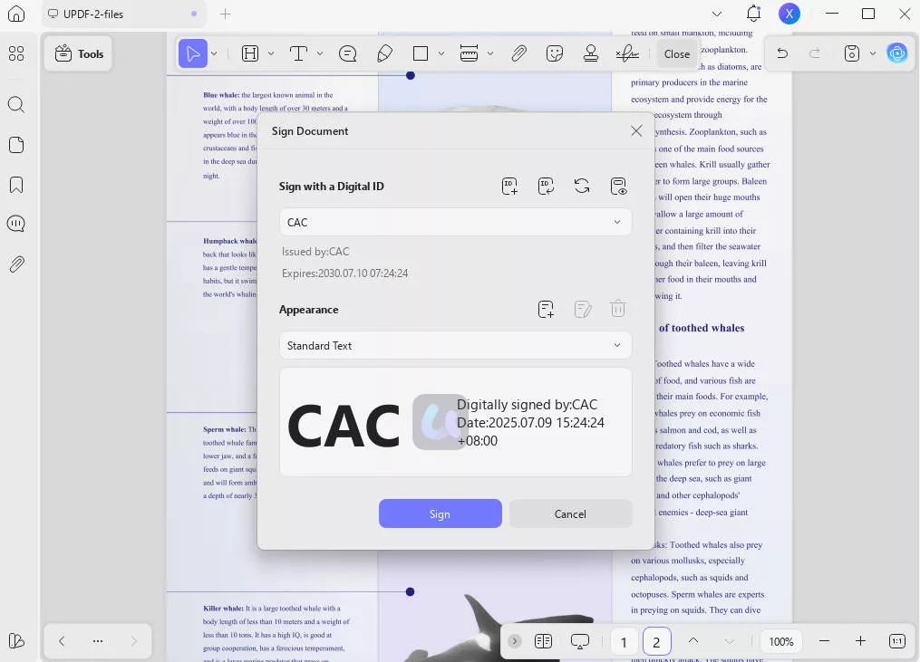 how to sign pdf with cac sign with pre-ready sign area 
