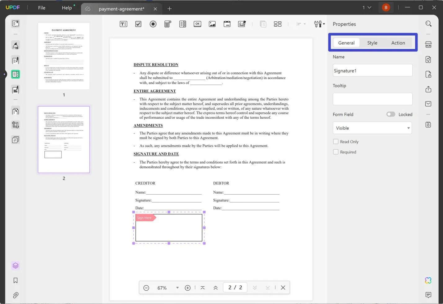 add signature field to pdf add digital signature