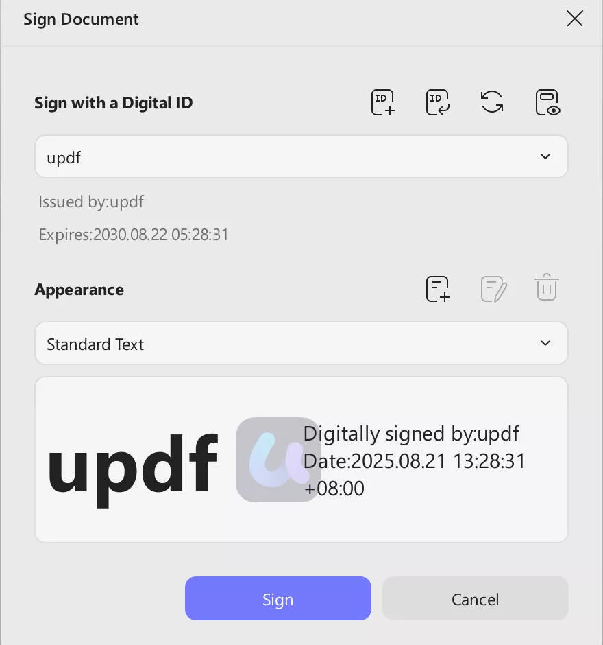 sign pdf in chrome select sign