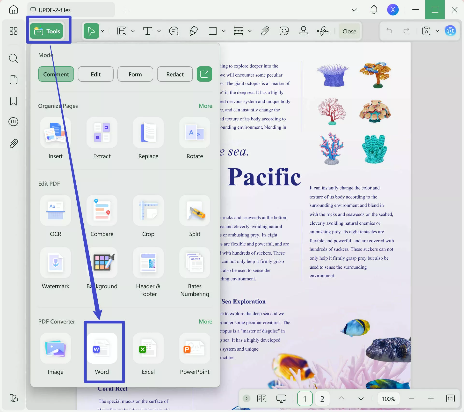 merge pdf and word updf