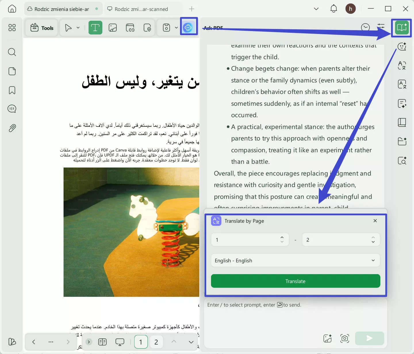 translate arabic pdf to english updf windows