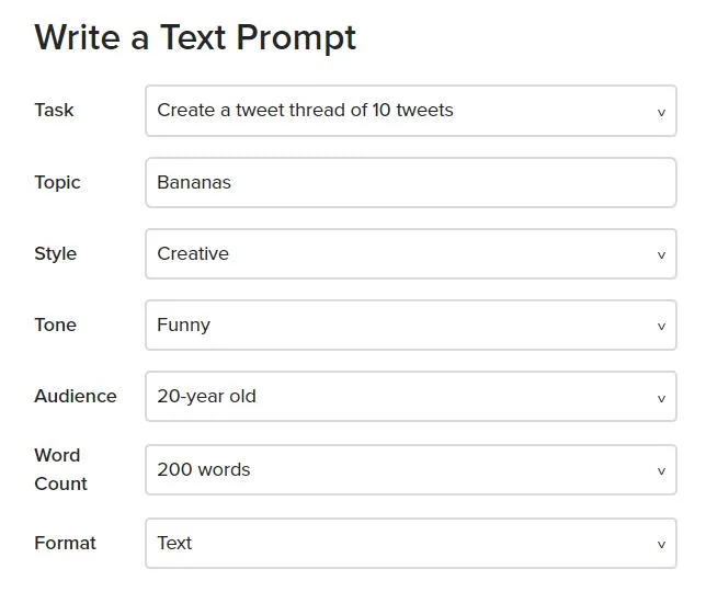 ai prompt generator Filled Out Fields