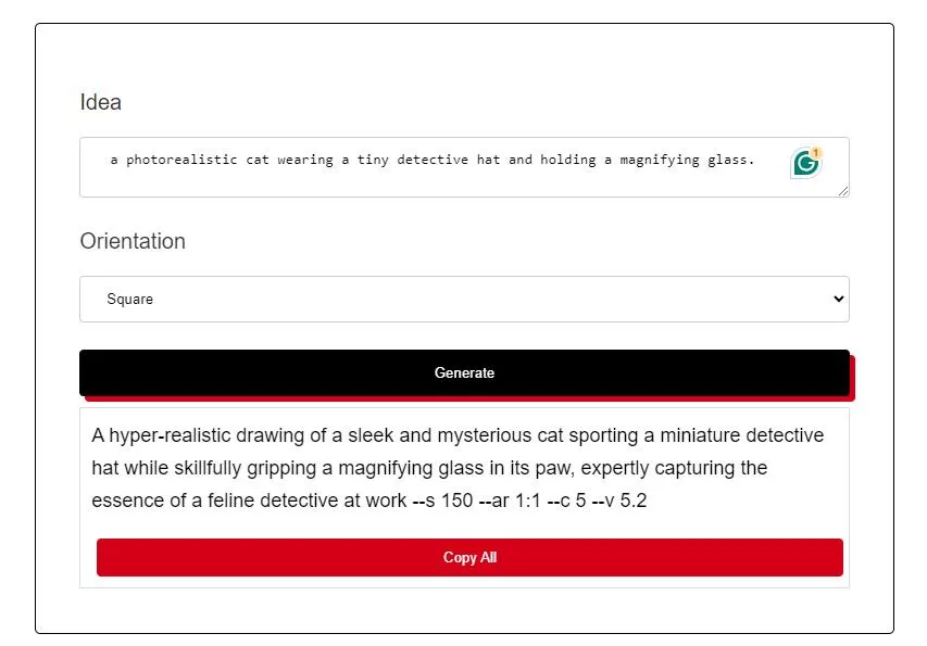 ai prompt generator The "Copy All" Button