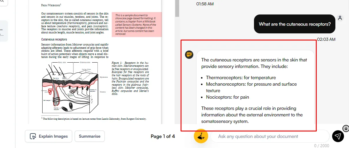 chat pdf online AskYourPDF response to the query