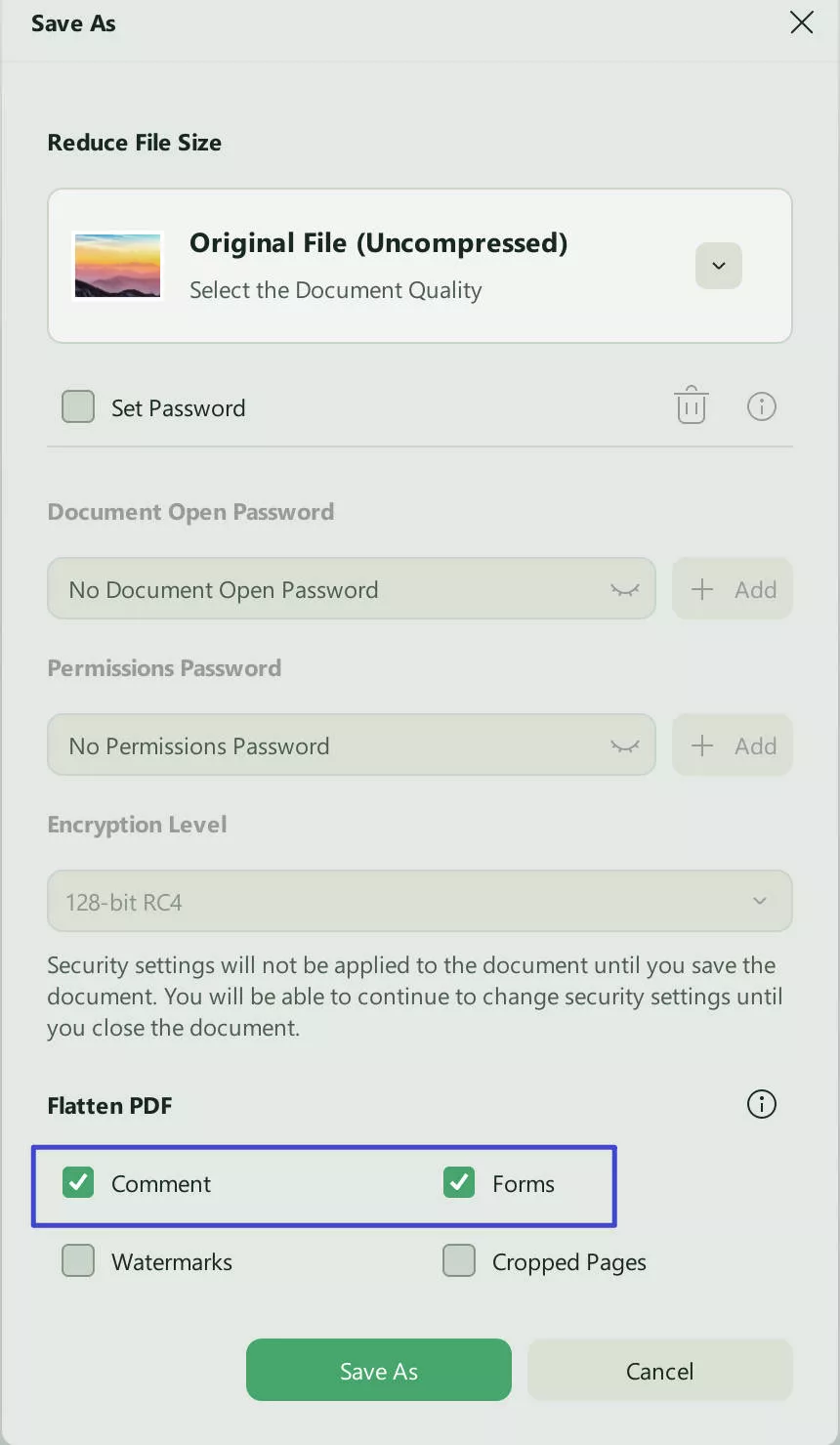 Flatten Annotations and Forms in UPDF