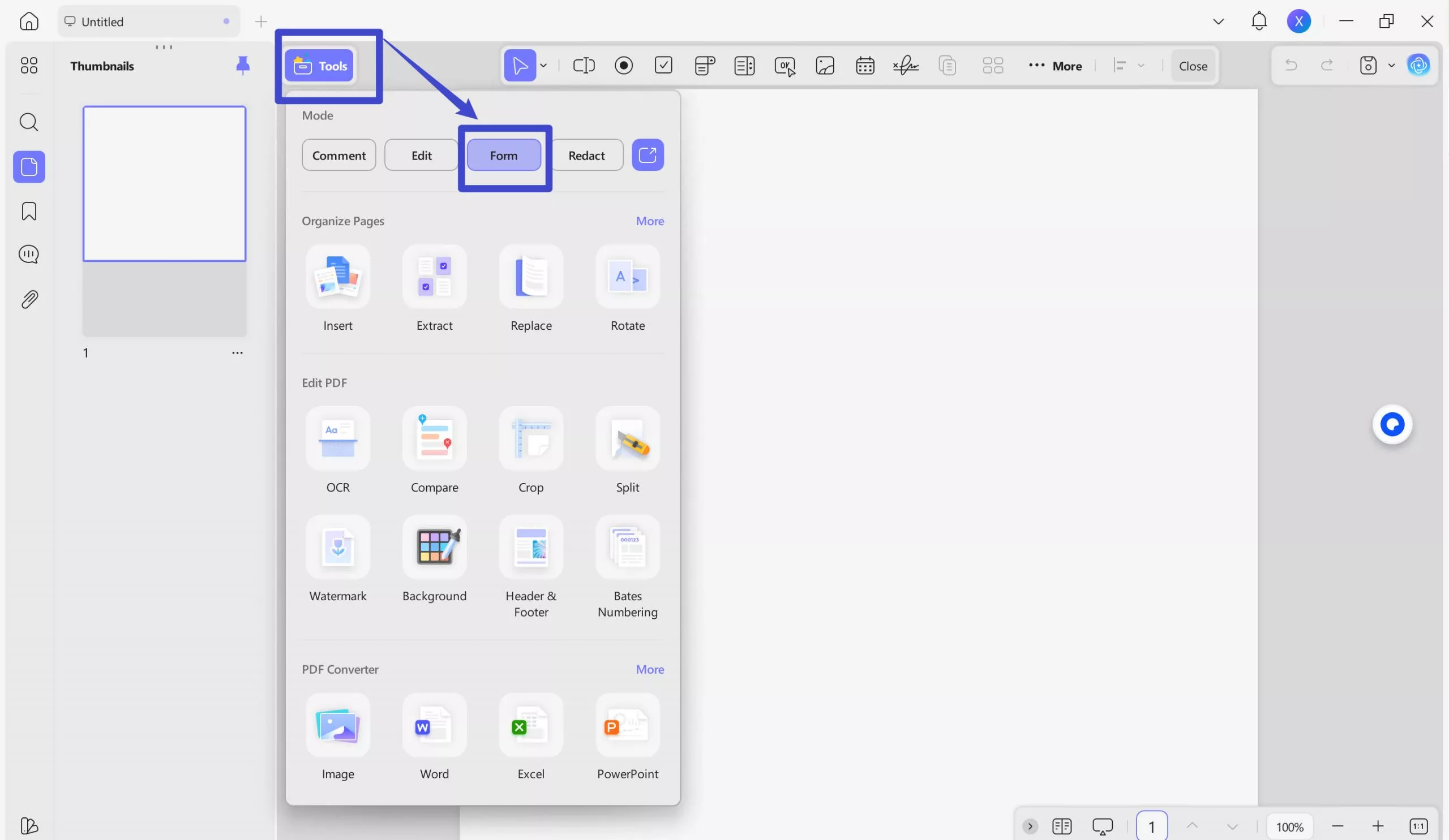 Now click on "Prepare Form" from the options on the left.