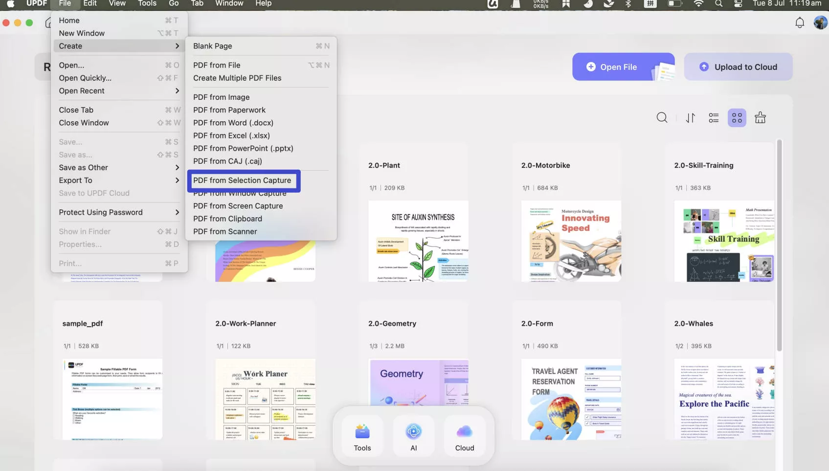 screenshot to pdf mac click create and choose pdf from selection capture