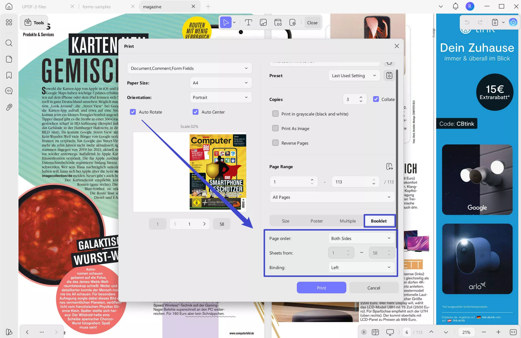 PDF Printing to Booklets/Posters with UPDF on Windows