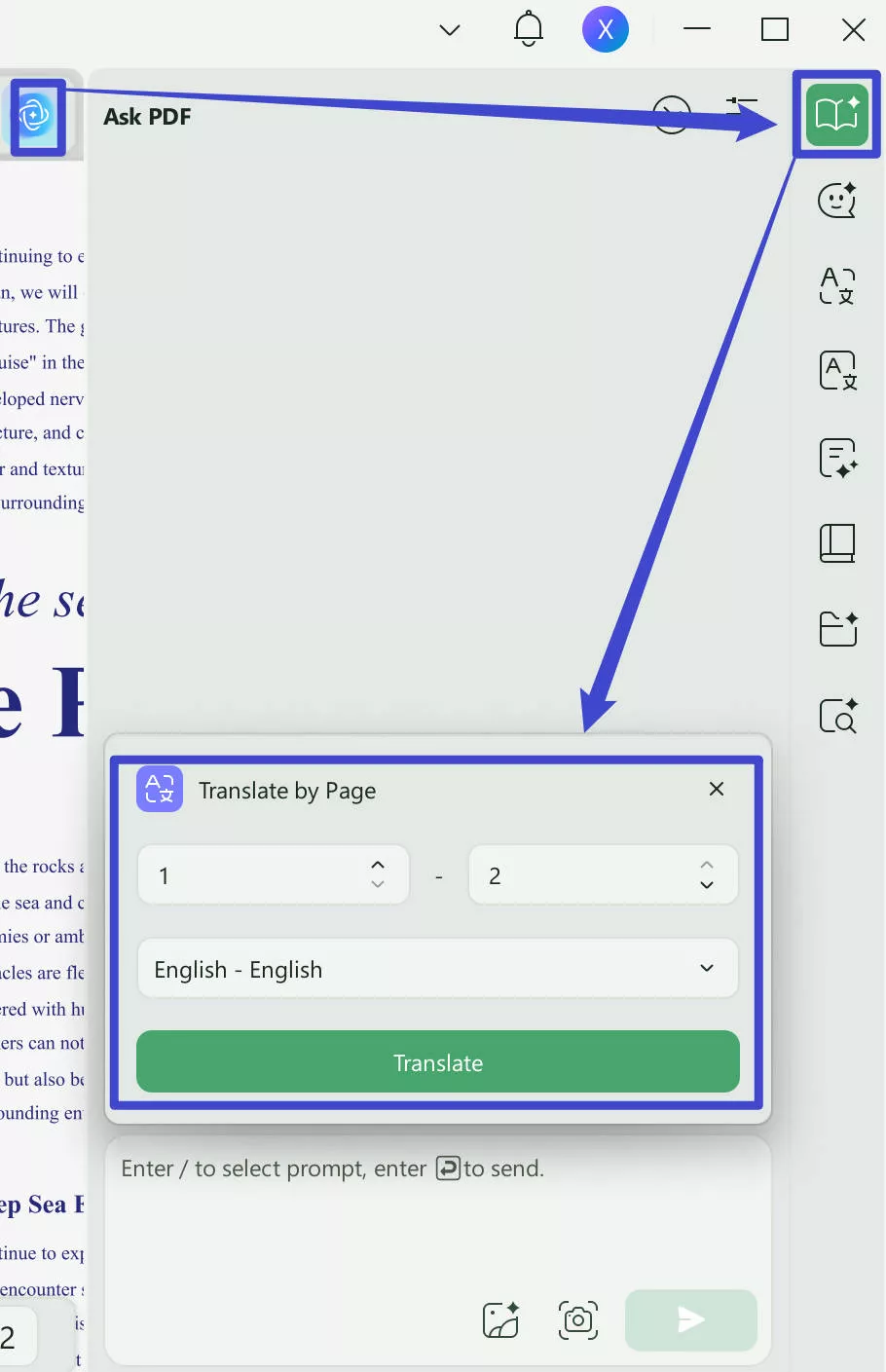 Translate hebrew PDF to english with UPDF on Windows