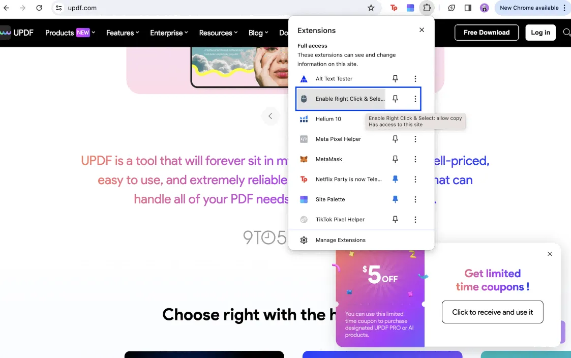 use the Enable Right Click & Select: allow copy chrome extension