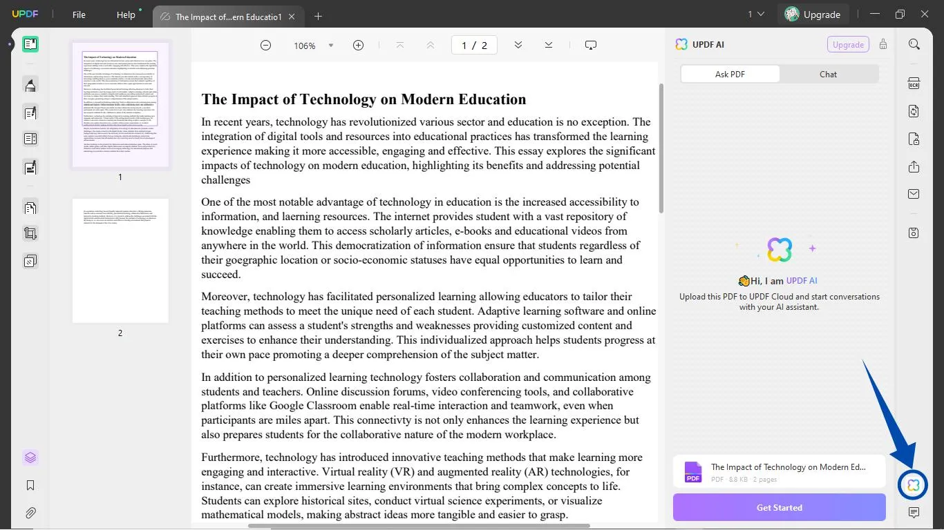 essay improver ai Select UPDF AI with UPDF
