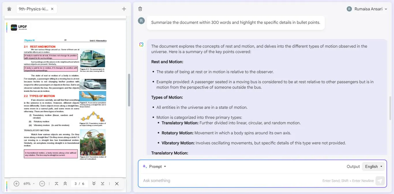 summarize the document with UPDF's AI Assistant Online