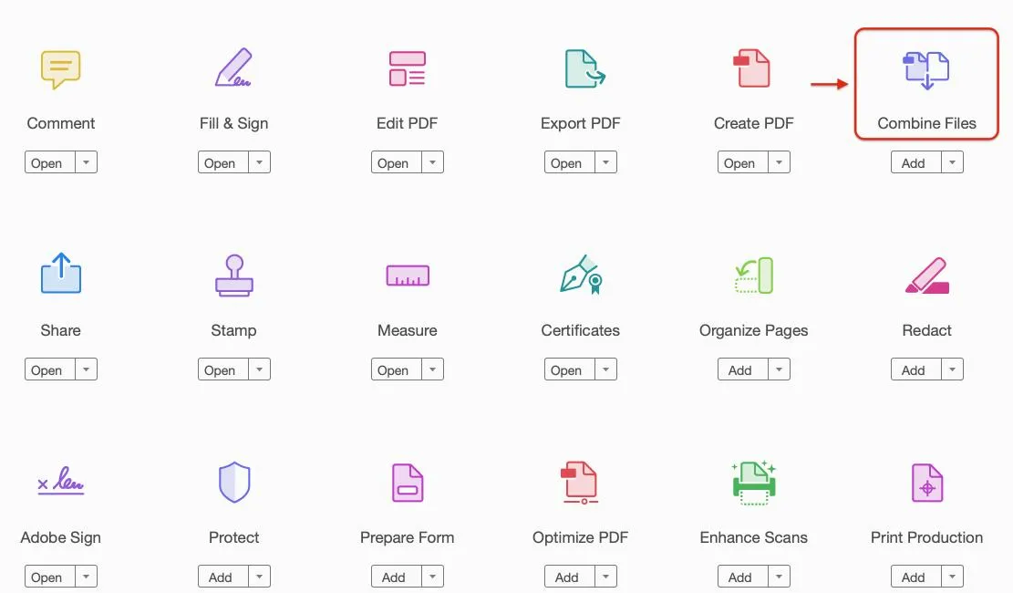 click combine files in Adobe Acrobat to interleave pages with UPDF