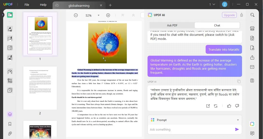 write command and copy/paste the content with AI Assistant of UPDF