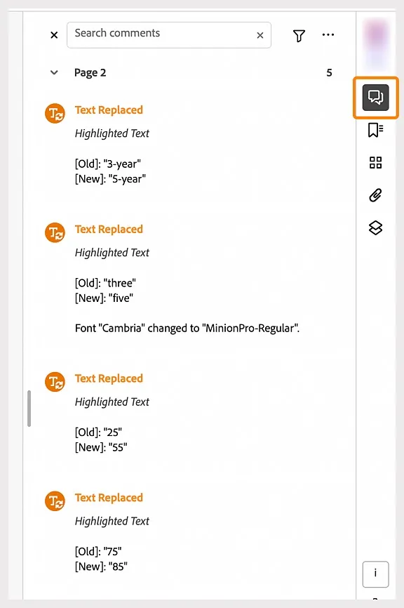 compare pdf adobe review changes