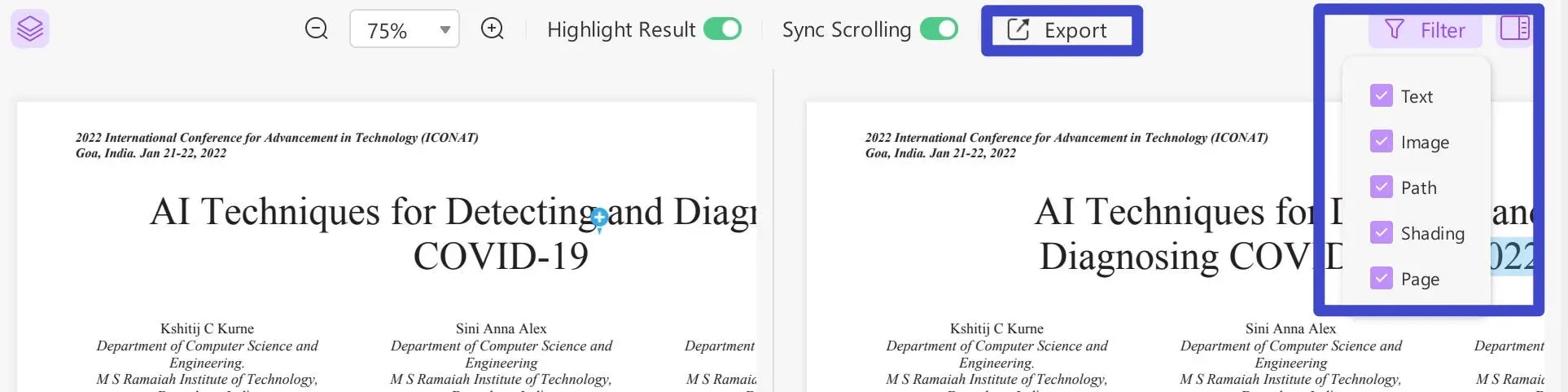 compare pdf adobe modify filter tools