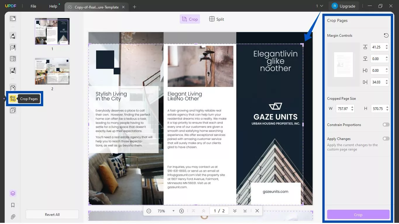 crop marks indesign adjust page margins with UPDF