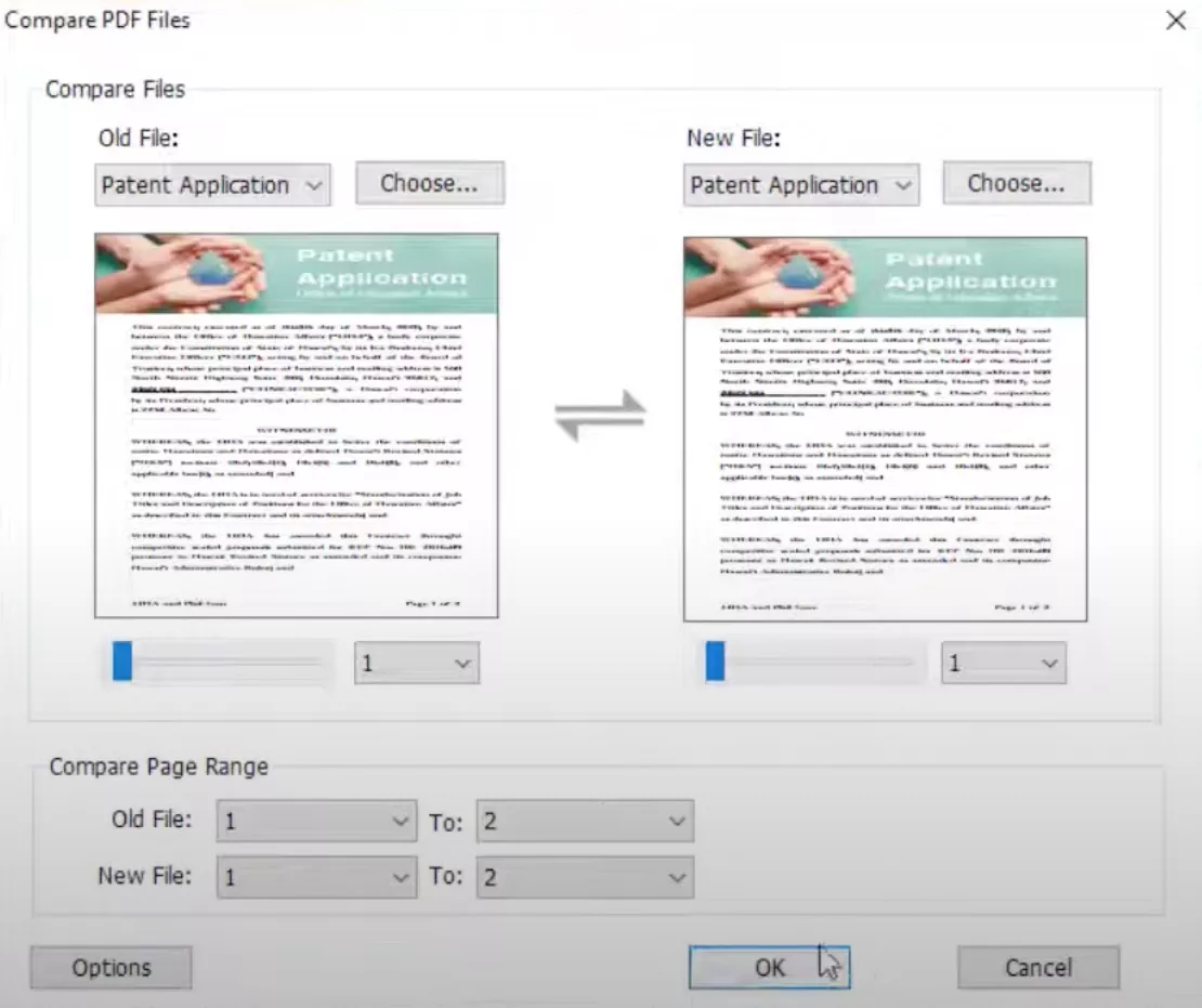 customize the settings for comparing pdf in foxit